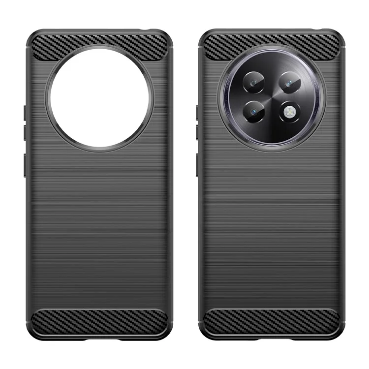 For Realme Realme 13+ 5G / 13 Pro 5G (China) Case Carbon Fiber Texture Brushed Anti Fingerprint Phone Back Cover - Black