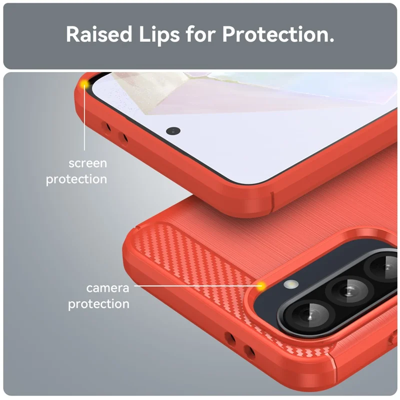 For Samsung Galaxy A36 5G / A56 5G Case Carbon Fiber Texture Brushed Anti Fingerprint Phone Back Cover - Red