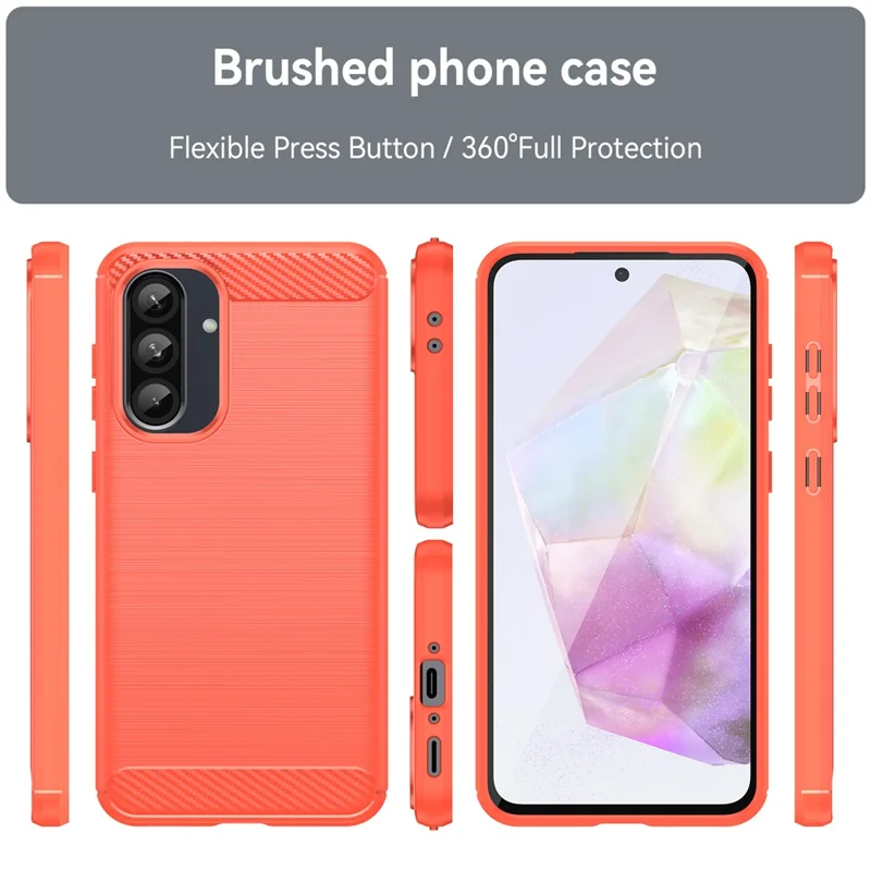 For Samsung Galaxy A36 5G / A56 5G Case Carbon Fiber Texture Brushed Anti Fingerprint Phone Back Cover - Red