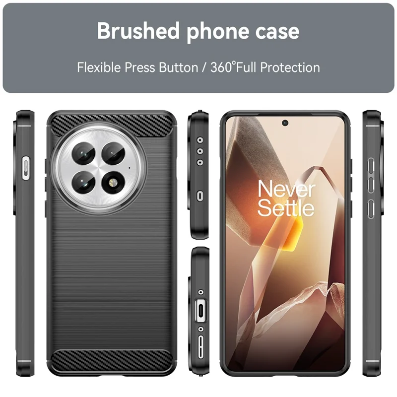 For OnePlus 13 Case Carbon Fiber Texture Brushed Anti Fingerprint Phone Back Cover - Black