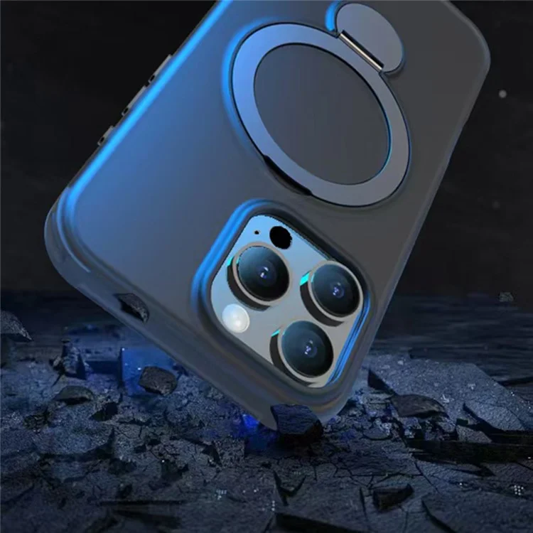 Für iPhone 16 Pro Max Magnetische Hülle TPU+PC Handyhülle mit Ständer - Schwarz