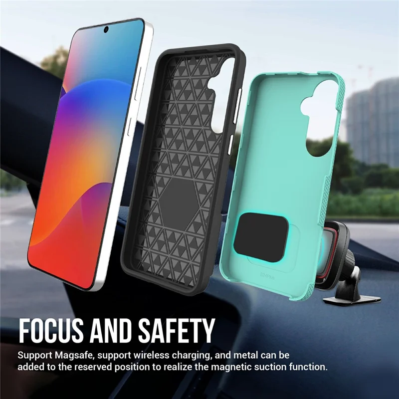For Samsung Galaxy S25+ Case TPU+PC Four Corner Anti-Drop Phone Cover - Mint Green