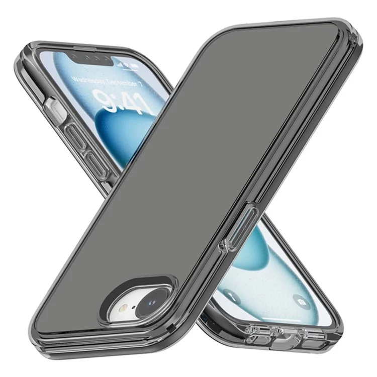 Coque pour iPhone SE (2025) - Épaissie, antichoc, en TPU + PC, avec dos transparent - Gris transparent