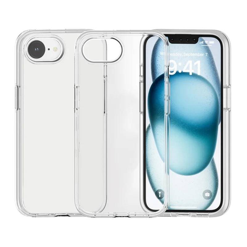 For iPhone 17e / 16e Case Thickened Shockproof TPU+PC Clear Back Cover - Transparent