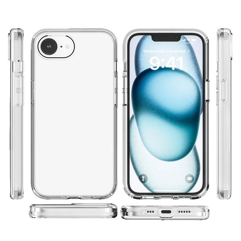 For iPhone 17e / 16e Case Thickened Shockproof TPU+PC Clear Back Cover - Transparent