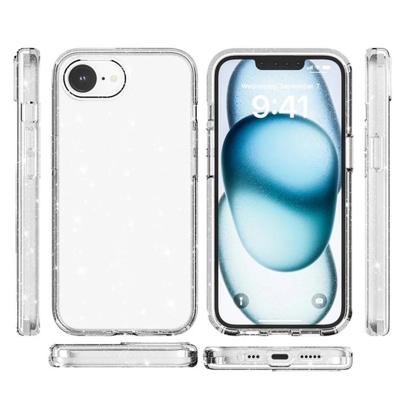 Coque pour iPhone SE (2025) Renforcée Antichoc TPU + PC Avec Dos Scintillant - Blanc