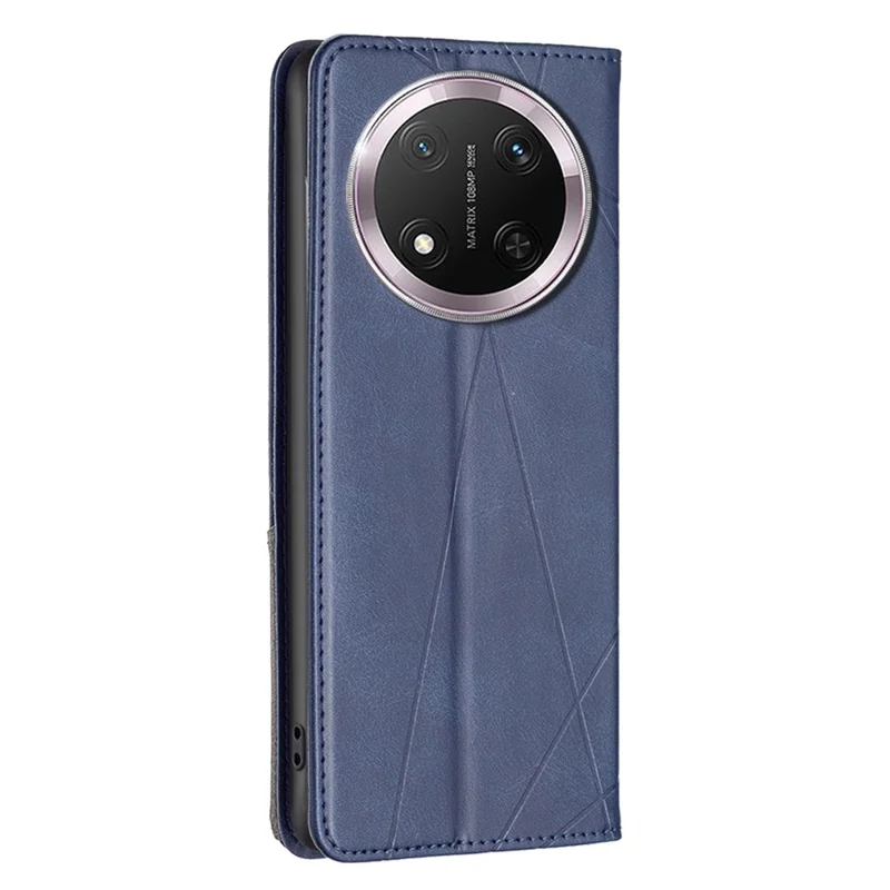 For Honor Magic7 Lite 5G / X9c 5G / X60 Pro 5G Case Card Slots Geometry Imprint Leather Phone Cover - Blue
