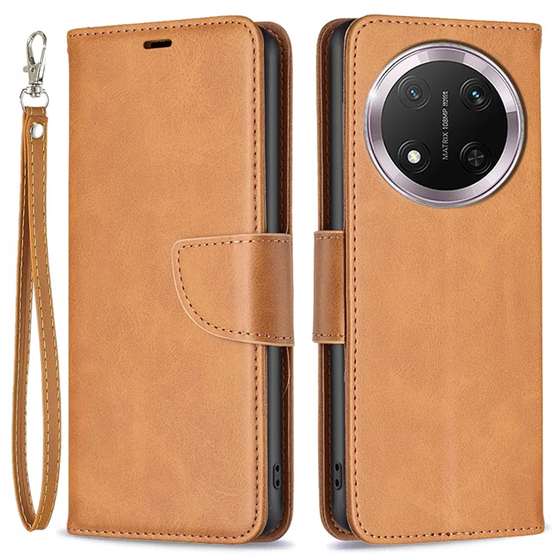 For Honor Magic7 Lite 5G / X9c 5G / X60 Pro 5G Case Shockproof PU Leather Cover with Wallet Card Slots - Yellow