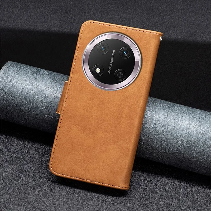 For Honor Magic7 Lite 5G / X9c 5G / X60 Pro 5G Case Shockproof PU Leather Cover with Wallet Card Slots - Yellow