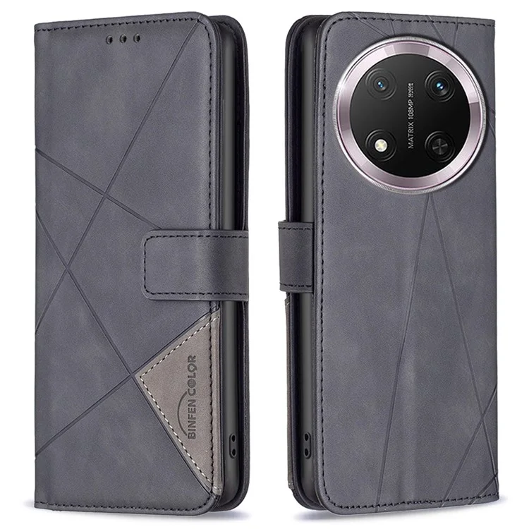 BINFEN COLOR BF05 Para Honor X9c 5G / X60 Pro 5G Capa de Telefone de Couro Carteira com Suporte - Preto