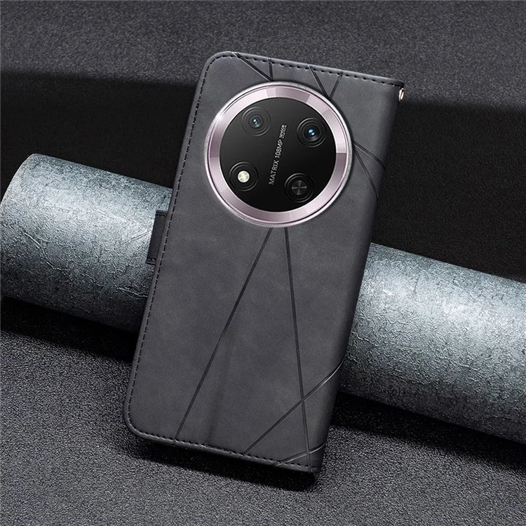 BINFEN COLOR BF05 Para Honor X9c 5G / X60 Pro 5G Capa de Telefone de Couro Carteira com Suporte - Preto