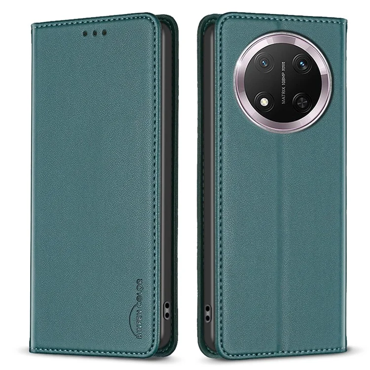 Custodia in pelle con slot per schede BINFEN COLOR BF18 per Honor X9c 5G / X60 Pro 5G - Verde