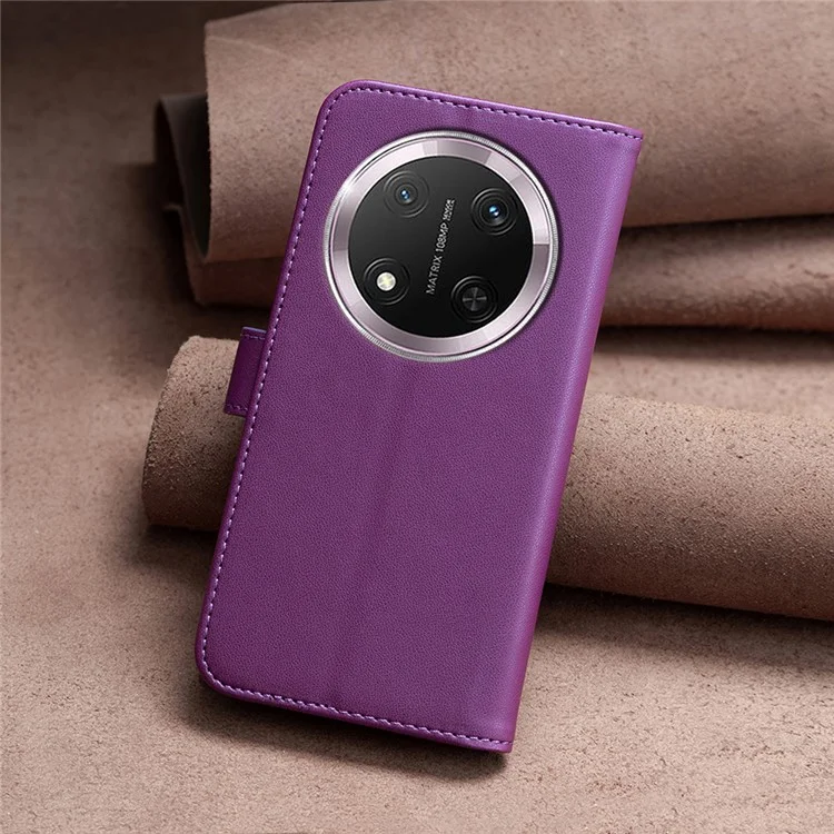 Capa carteira de couro tipo folio flip para BINFEN COLOR BF17 para Honor X9c 5G / X60 Pro 5G - Roxo escuro