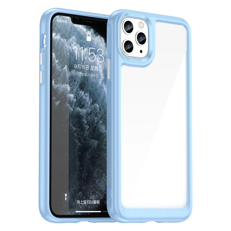 Capa para iPhone 11 Pro Max TPU + Acrílico Protetora Transparente - Azul