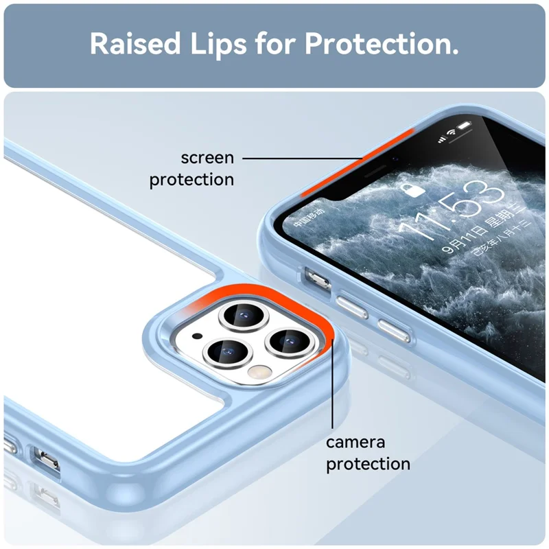 Capa para iPhone 11 Pro Max TPU + Acrílico Protetora Transparente - Azul