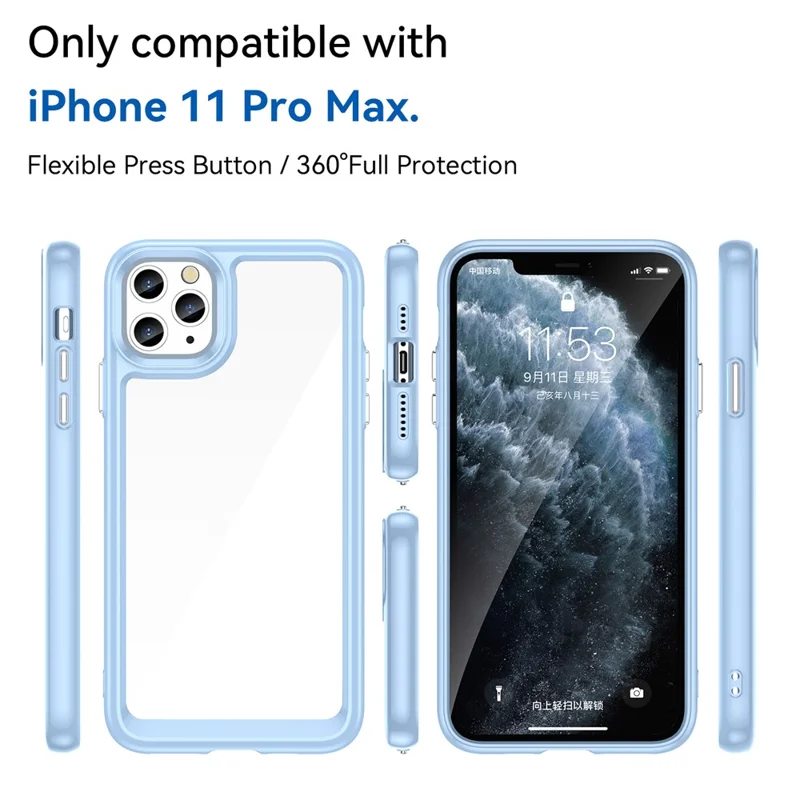 Capa para iPhone 11 Pro Max TPU + Acrílico Protetora Transparente - Azul