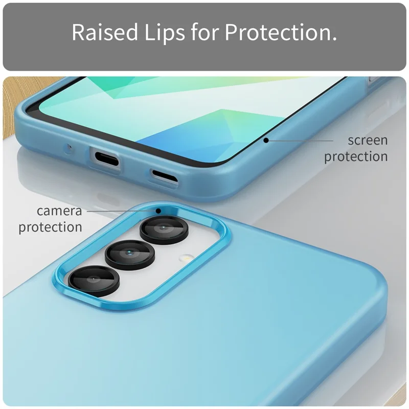 For Samsung Galaxy A16 5G  /  A16 4G Case TPU + PC Phone Back Cover Matte Translucent Design - Blue
