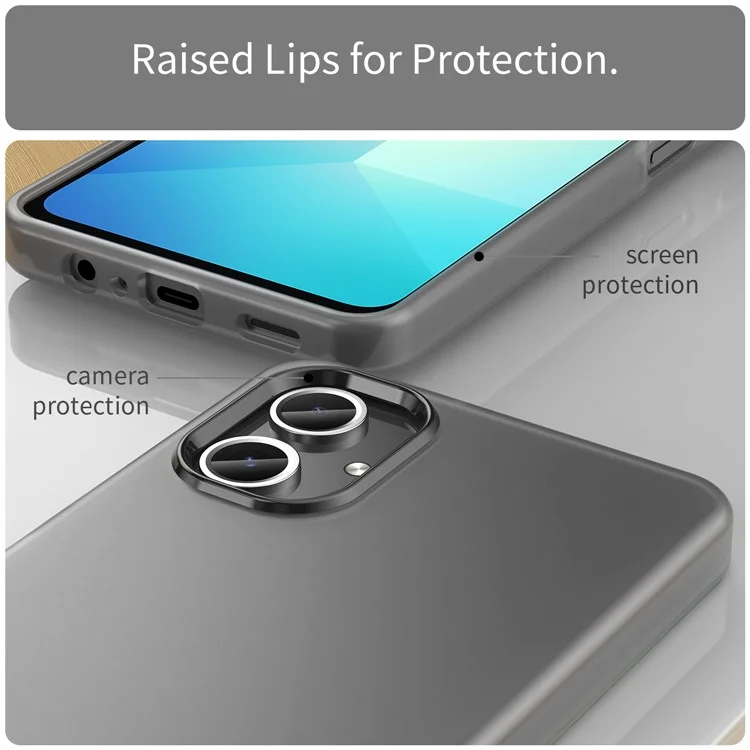 Coque pour Samsung Galaxy A06 en TPU + PC, couvercle de téléphone arrière mat et translucide - Noir