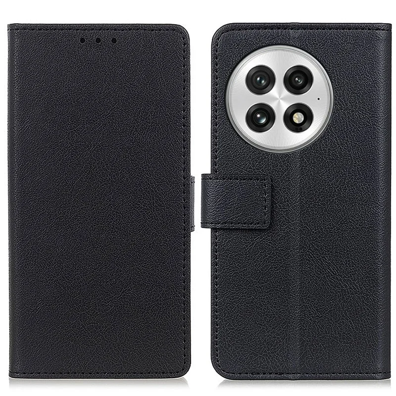 For OnePlus 13 Case PU Leather Stand Wallet Phone Cover - Black