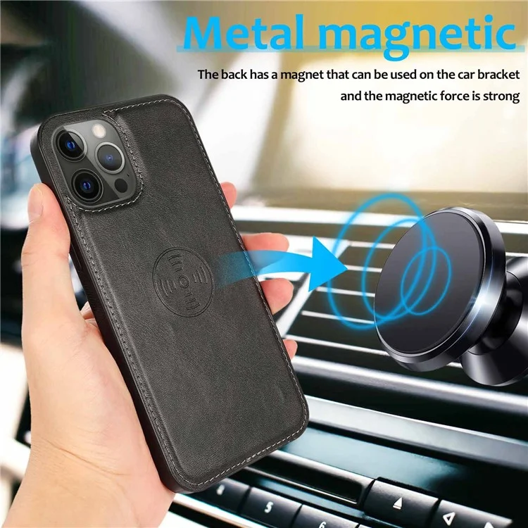 Étui pour iPhone 16 Pro Magnétique Détachable 2-en-1 Support Portefeuille en Cuir PU - Noir