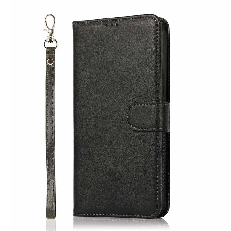 Étui pour iPhone 16 Pro Magnétique Détachable 2-en-1 Support Portefeuille en Cuir PU - Noir