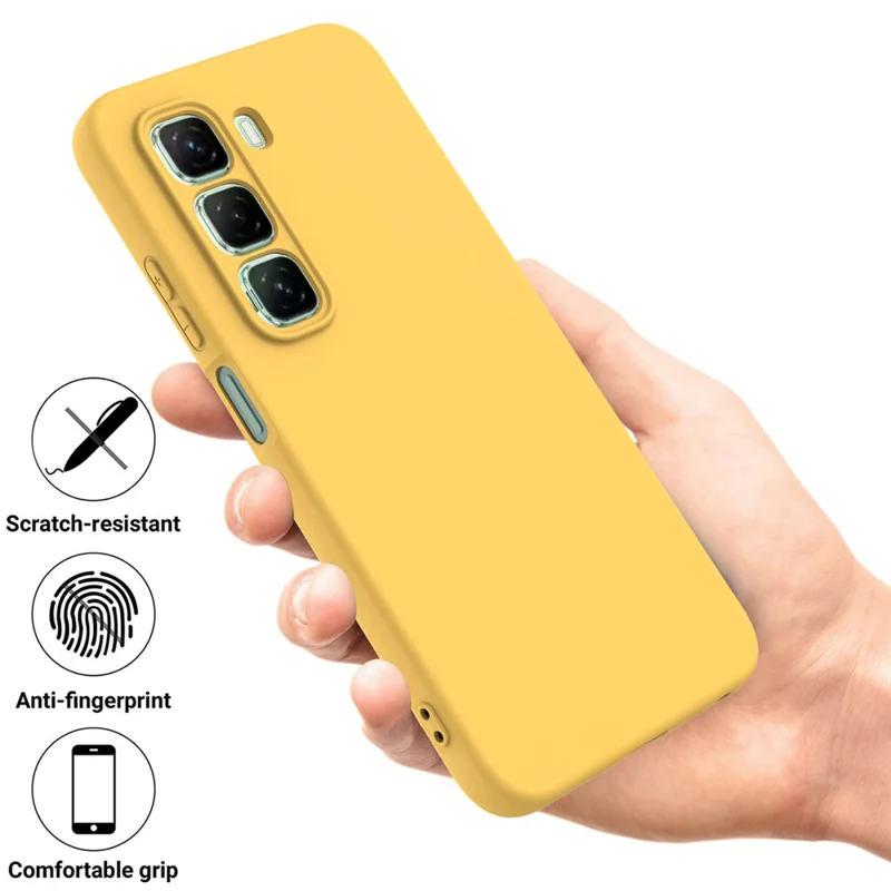 For Infinix Hot 50 Pro 4G Case Liquid Silicone Anti-Scratch Phone Cover with Hand Strap - Yellow
