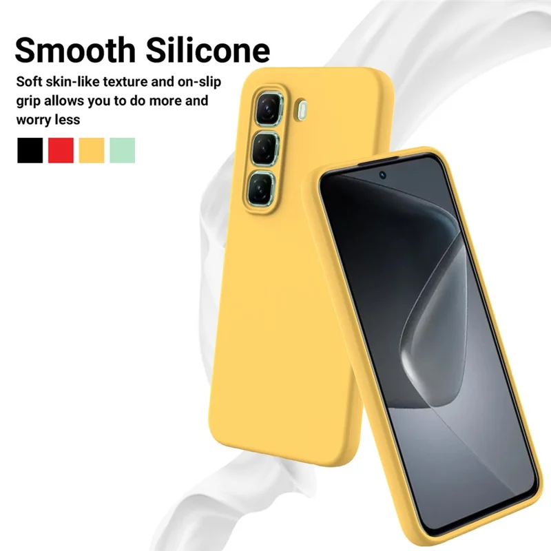 For Infinix Hot 50 Pro 4G Case Liquid Silicone Anti-Scratch Phone Cover with Hand Strap - Yellow