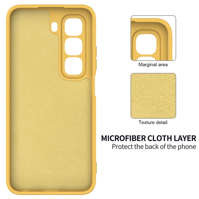 For Infinix Hot 50 Pro 4G Case Liquid Silicone Anti-Scratch Phone Cover with Hand Strap - Yellow