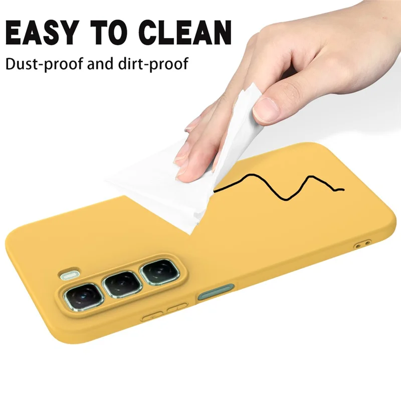 For Infinix Hot 50 Pro 4G Case Liquid Silicone Anti-Scratch Phone Cover with Hand Strap - Yellow