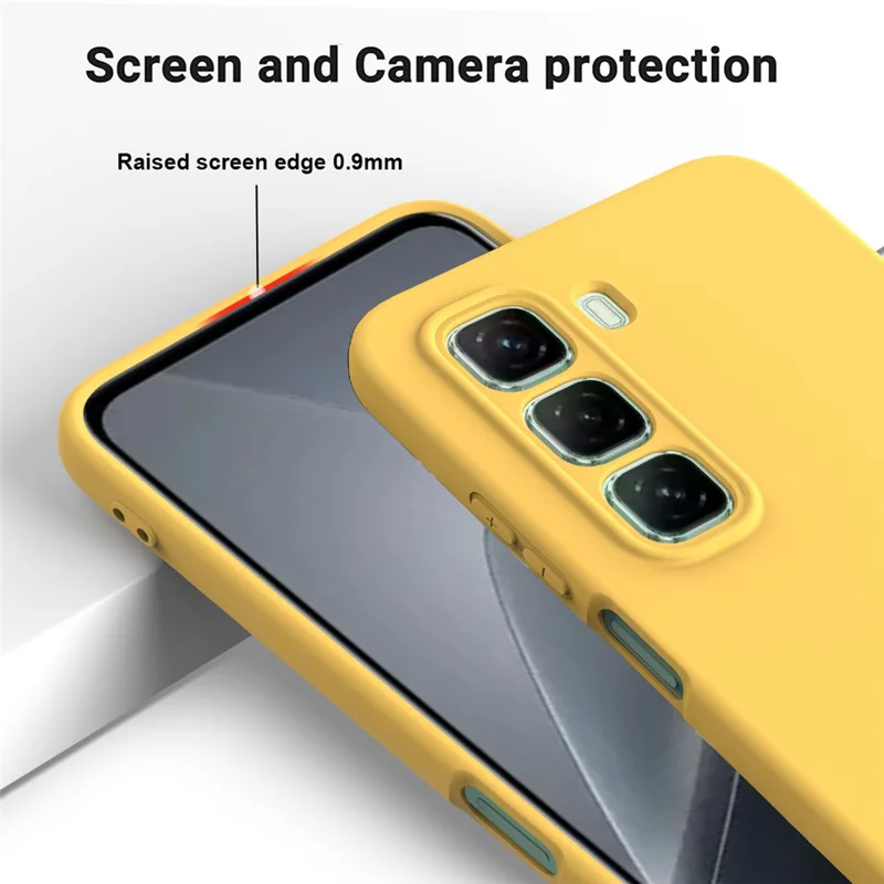 For Infinix Hot 50 Pro 4G Case Liquid Silicone Anti-Scratch Phone Cover with Hand Strap - Yellow