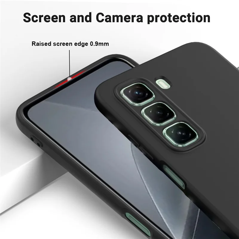 For Infinix Hot 50 Pro+ 4G Case Liquid Silicone Anti-Scratch Phone Cover with Hand Strap - Black