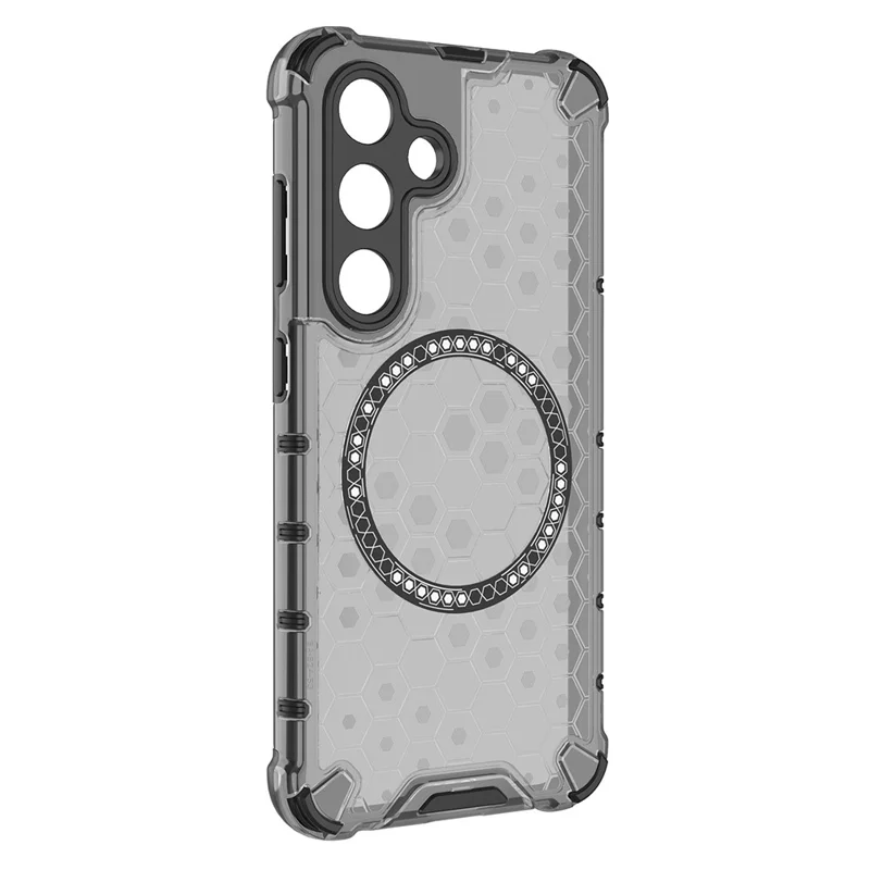 For Samsung Galaxy S25 Magnetic Case Honeycomb Design TPU+PC Phone Cover - Grey