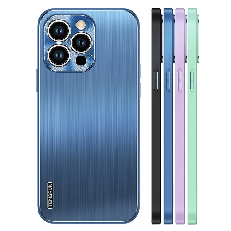 Custodia Protettiva Spazzolata Per Iphone 14 Pro TPU + Metal Back Telefono Copertina Anti-caduta - Verde