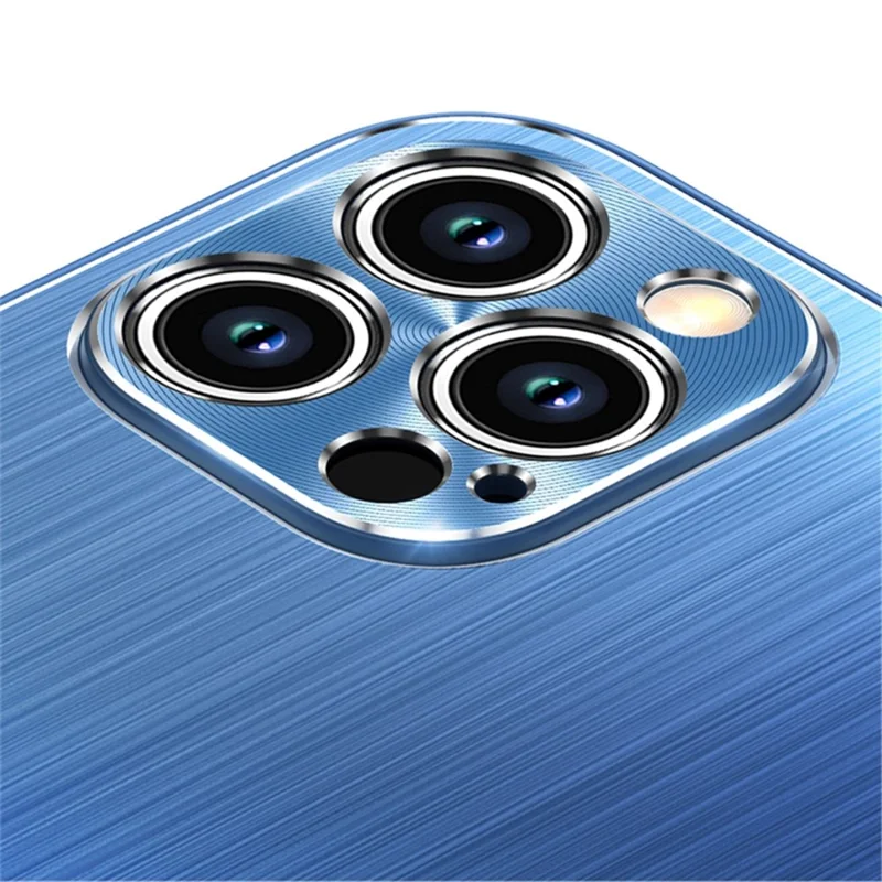 Brushed Protective Case for iPhone 14 Pro TPU + Metal Back Phone Case Anti-Fall Shockproof Cover - Purple