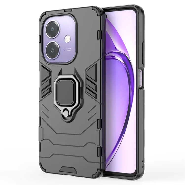 For Oppo A60 5G Case PC+TPU Protective Phone Cover with Ring Kickstand - Black
