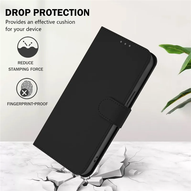 For Samsung Galaxy S24 FE Case Solid Color Wallet Leather Phone Cover with Strap - Black