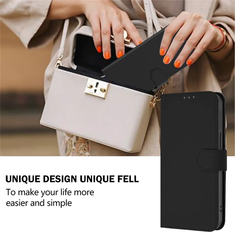 For Samsung Galaxy S24 FE Case Solid Color Wallet Leather Phone Cover with Strap - Black