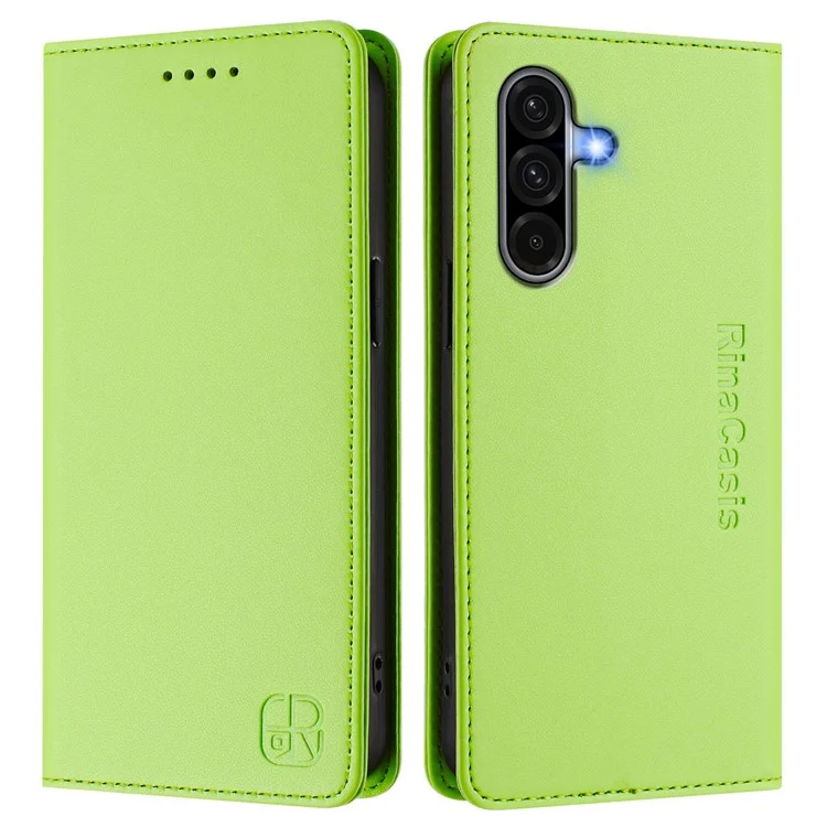 RINACASIS RC01 Lederetui für Samsung Galaxy S24 FE mit RFID-Blockierung, Magnetverschluss - Grün