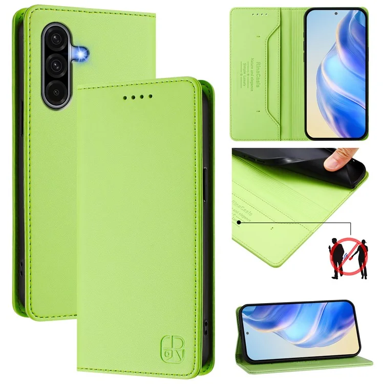 RINACASIS RC01 Lederetui für Samsung Galaxy S24 FE mit RFID-Blockierung, Magnetverschluss - Grün