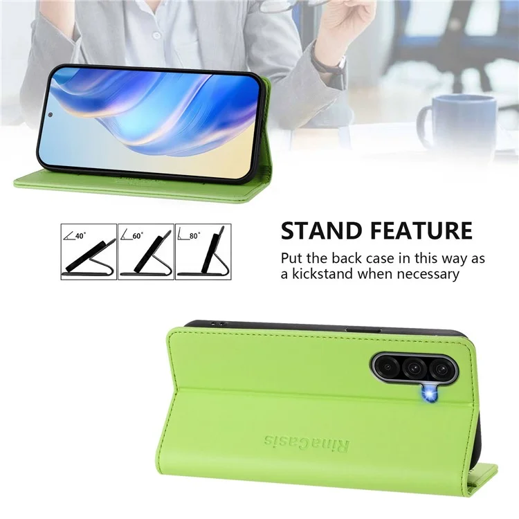 RINACASIS RC01 Lederetui für Samsung Galaxy S24 FE mit RFID-Blockierung, Magnetverschluss - Grün