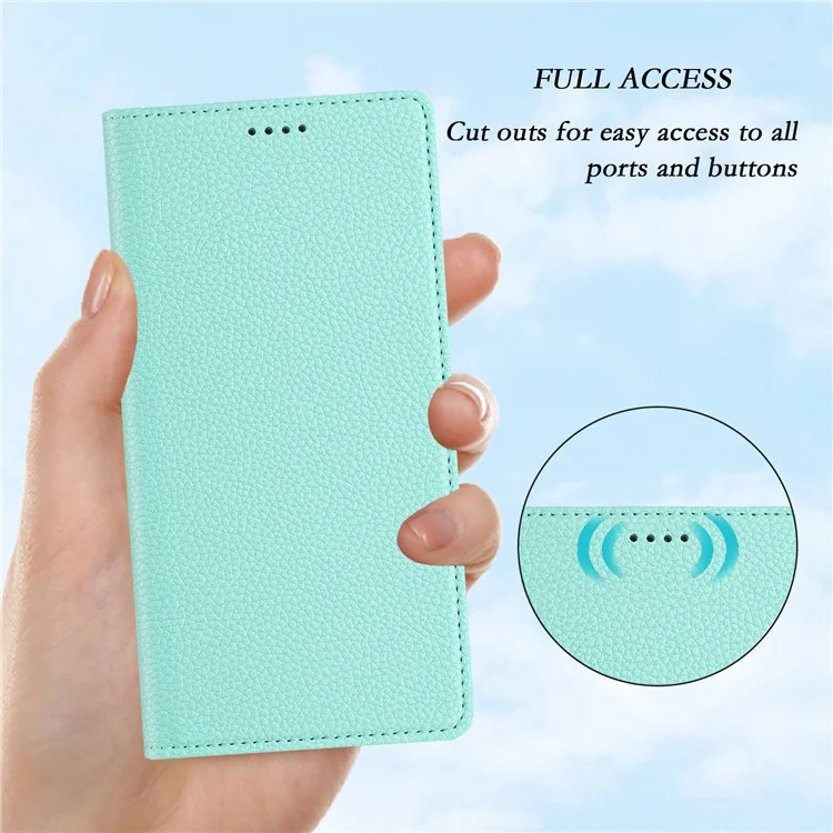 Für Samsung Galaxy S25 / S24 Brieftaschenhülle RFID-blockierende Litchitextur-Lederhülle - Mintgrün