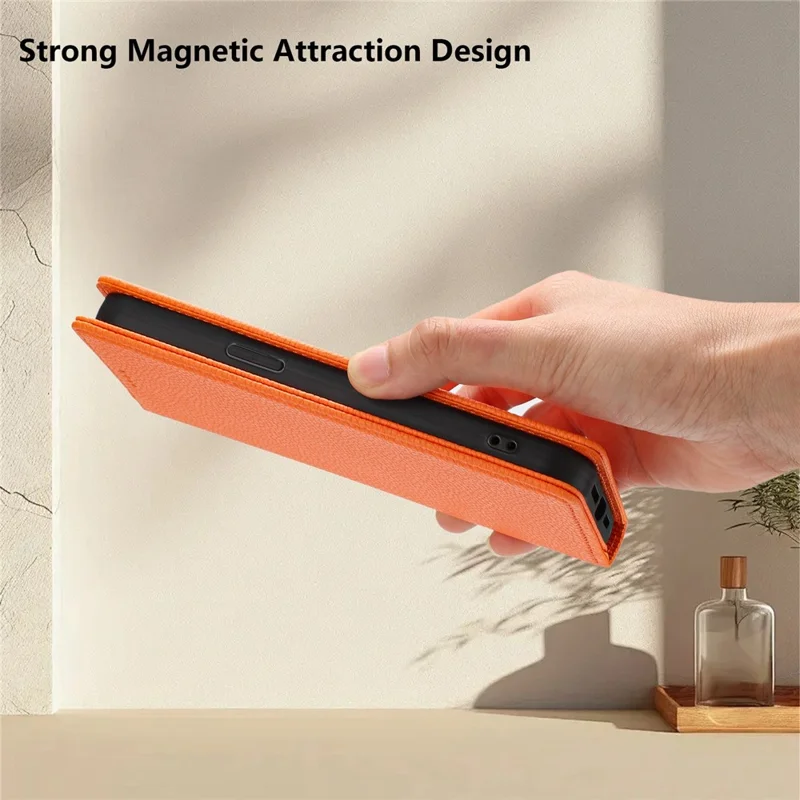 For Samsung Galaxy S25 / S24 Wallet Case RFID Blocking Litchi Texture Leather Mobile Cover - Orange