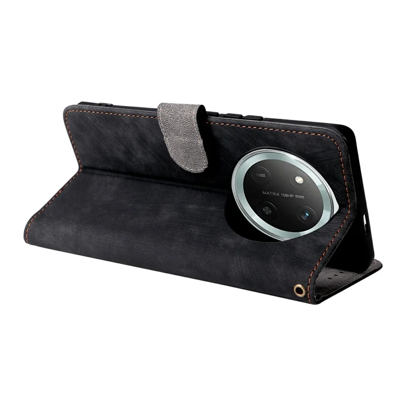 Funda de cartera para Honor X9c 5G / Magic7 Lite 5G / X60 Pro 5G con bloqueo RFID, tapa de piel sintética con soporte - Negro
