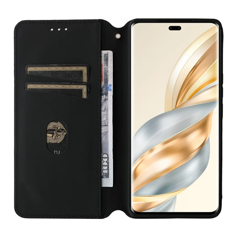 Wallet Case for Honor X9c 5G / Magic7 Lite 5G / X60 Pro 5G Rhombus Imprinted Leather Phone Cover - Silver