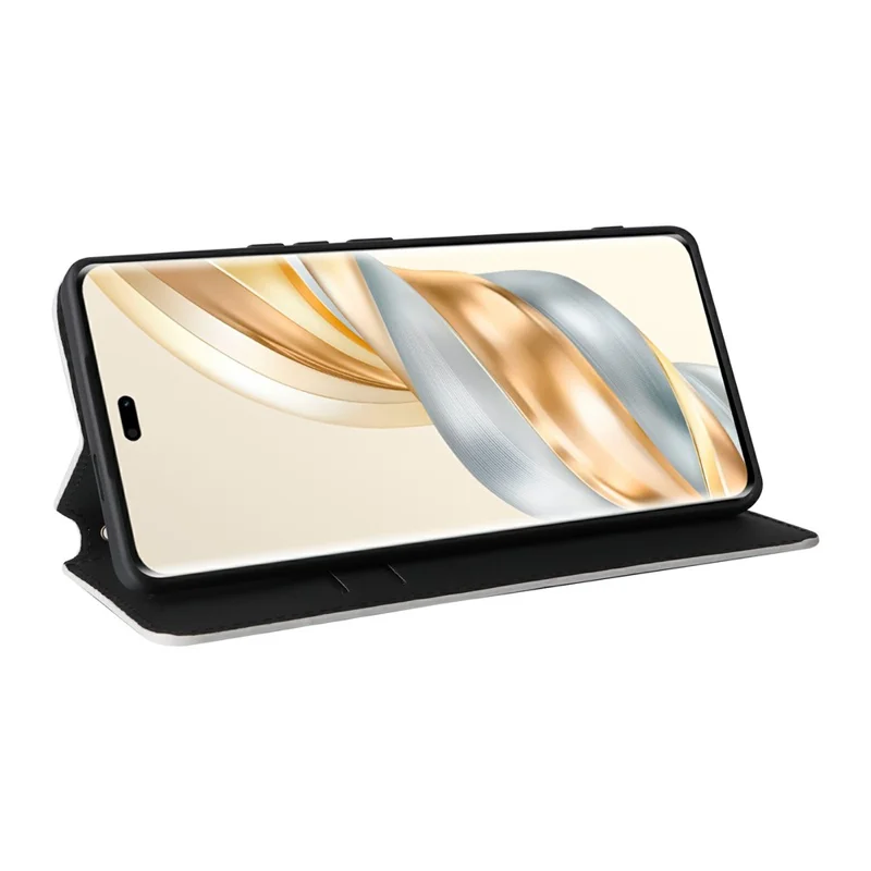 Wallet Case for Honor X9c 5G / Magic7 Lite 5G / X60 Pro 5G Rhombus Imprinted Leather Phone Cover - Silver