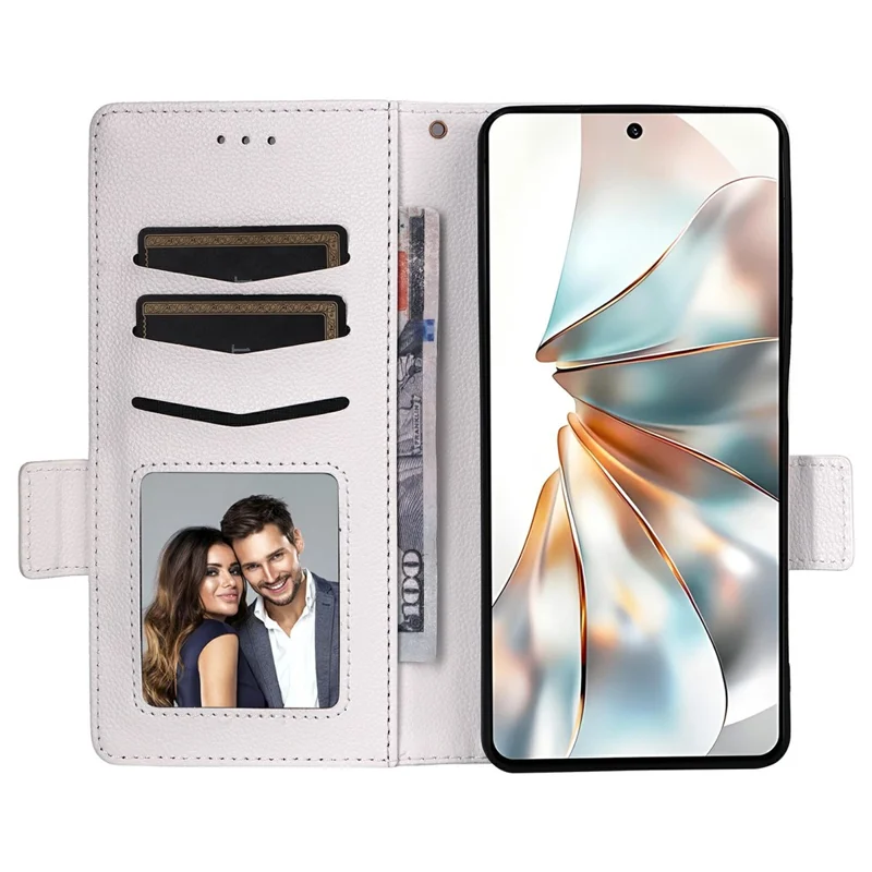 For ZTE nubia Z60S Pro 5G Case with Wrist Strap Litchi Texture PU Leather Wallet Phone Cover - White