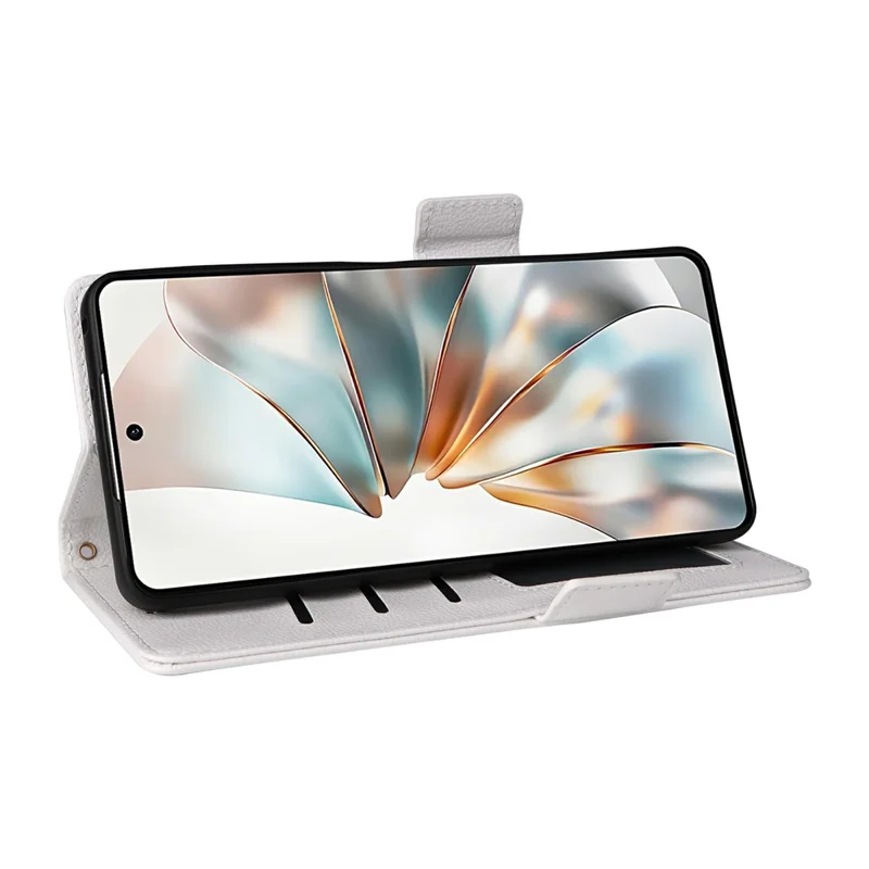 For ZTE nubia Z60S Pro 5G Case with Wrist Strap Litchi Texture PU Leather Wallet Phone Cover - White