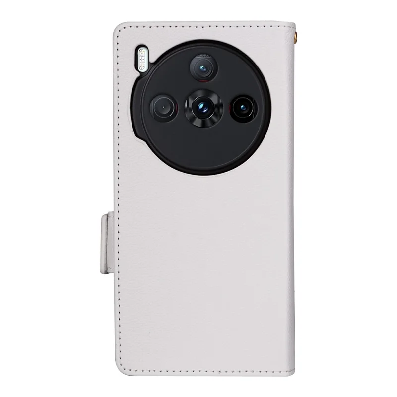 For ZTE nubia Z60S Pro 5G Case with Wrist Strap Litchi Texture PU Leather Wallet Phone Cover - White