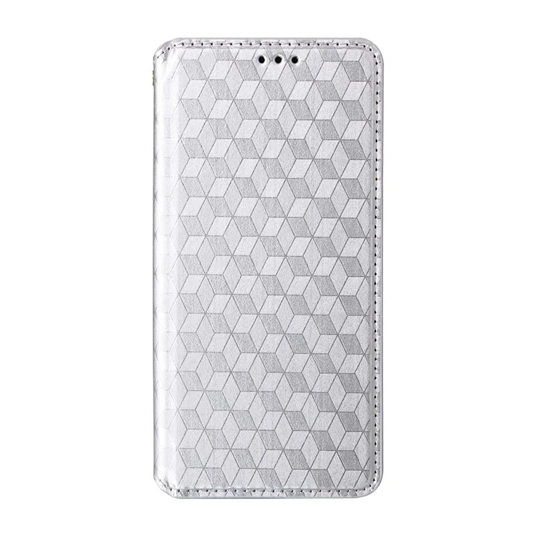 Für ZTE nubia Z60S Pro 5G Wallet Case Rhombus eingeprägte Leder-Handyhülle - Silber