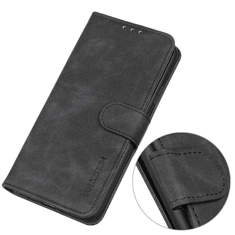 KHAZNEH لجهاز Samsung Galaxy A36 5G غطاء جلد PU بملمس ريترو - أسود